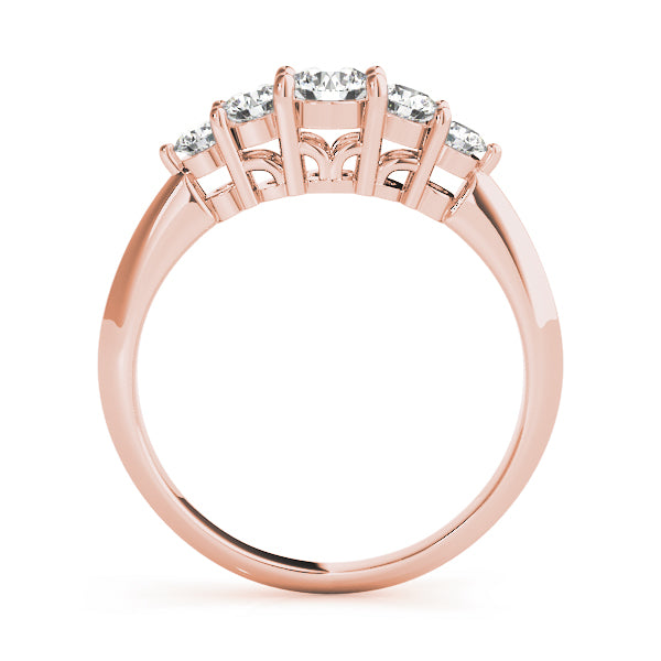 0.60 Carat Lab-Grown Round Diamond Shared Prong Set 5-Stone Diamond Ring, DE Color VVS Clarity