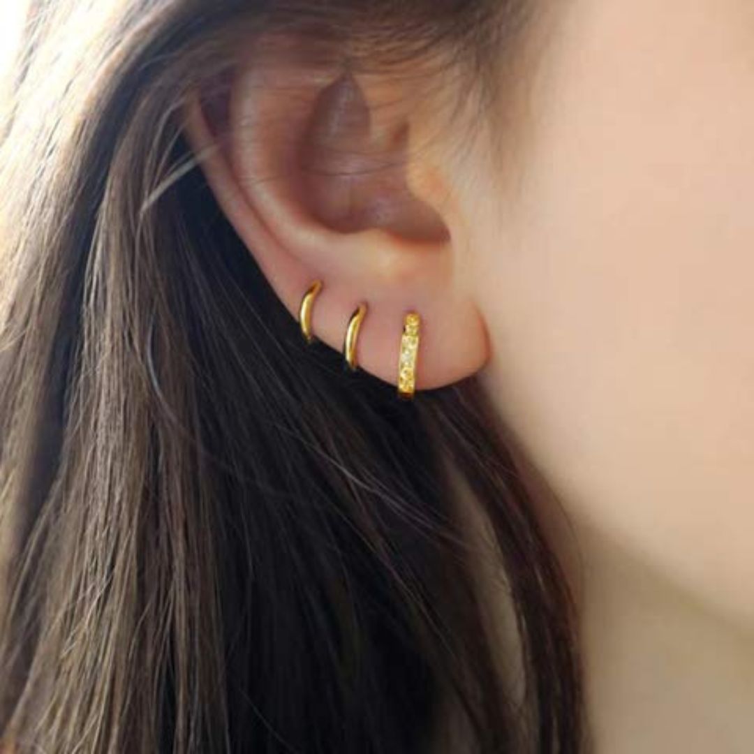 0.09Ct Lab Grown Diamond Huggie Studs Earrings in Gold