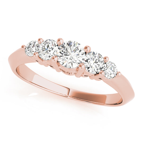 0.60 Carat Lab-Grown Round Diamond Shared Prong Set 5-Stone Diamond Ring, DE Color VVS Clarity