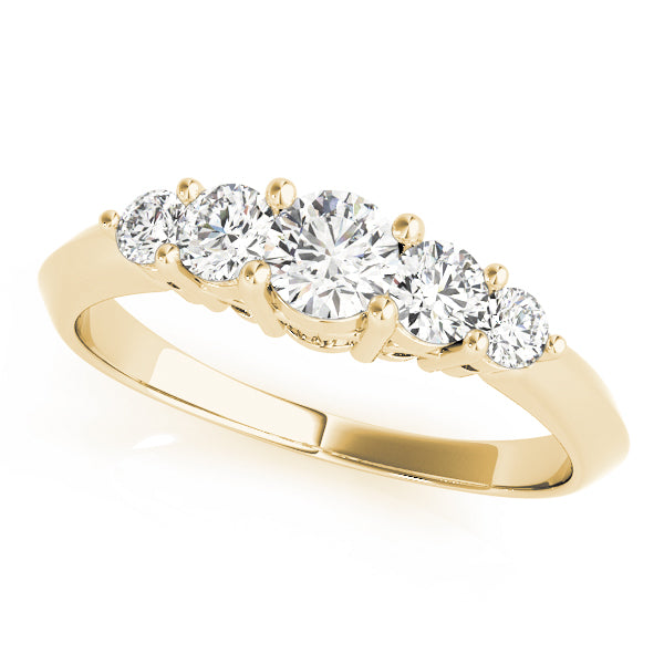 0.60 Carat Lab-Grown Round Diamond Shared Prong Set 5-Stone Diamond Ring, DE Color VVS Clarity