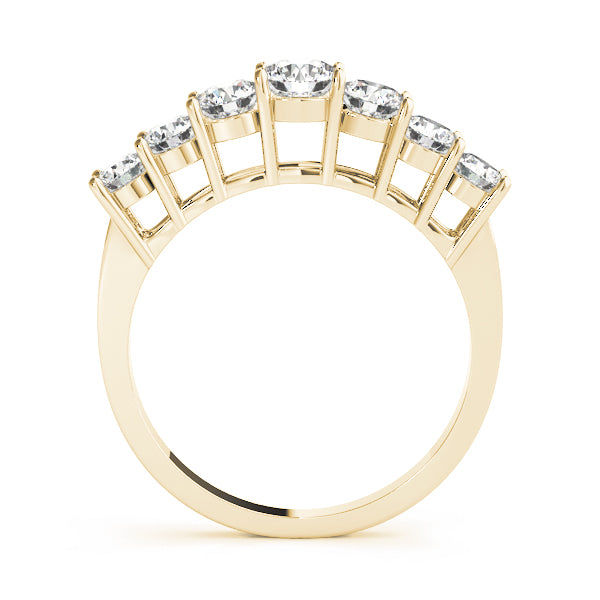 7 Stone Round Cut Lab Grown Diamond Wedding Band Set for Bride, D Color VVS Clarity