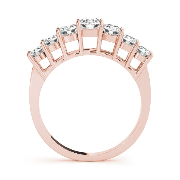 7 Stone Round Cut Lab Grown Diamond Wedding Band Set for Bride, D Color VVS Clarity
