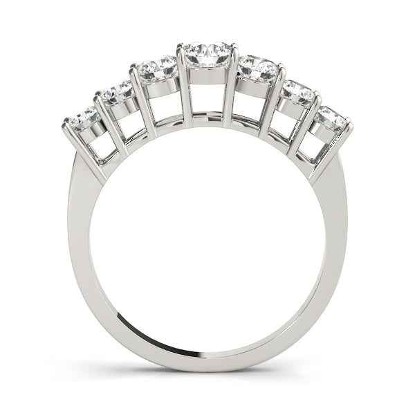 7 Stone Round Cut Lab Grown Diamond Wedding Band Set for Bride, D Color VVS Clarity