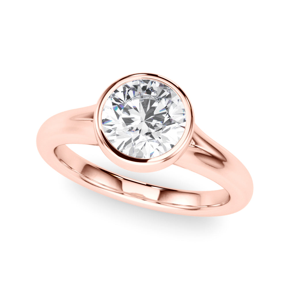 Lab Grown Diamond D-VVS Round Cut Bezel Set Solitaire Wedding Ring Birthday Gift for Her