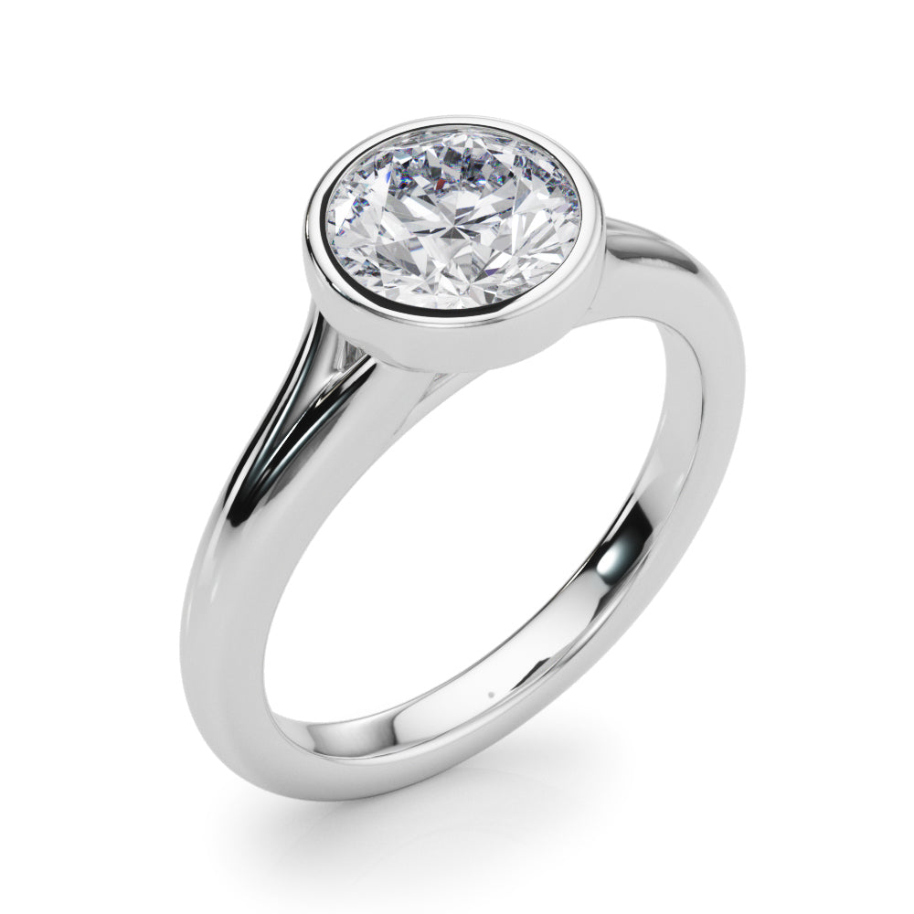 Lab Grown Diamond D-VVS Round Cut Bezel Set Solitaire Wedding Ring Birthday Gift for Her