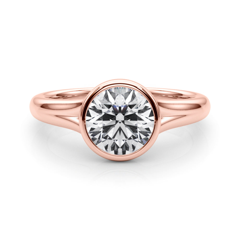 Lab Grown Diamond D-VVS Round Cut Bezel Set Solitaire Wedding Ring Birthday Gift for Her