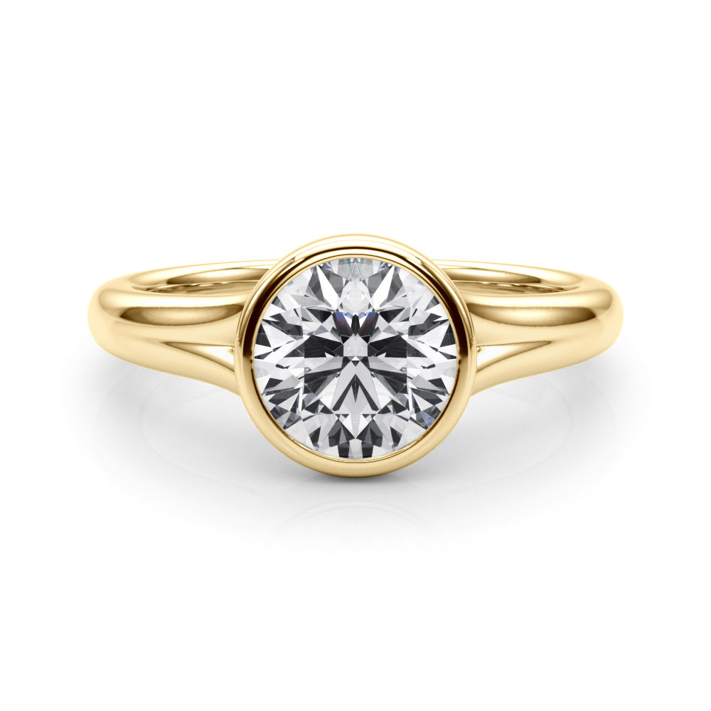 Lab Grown Diamond D-VVS Round Cut Bezel Set Solitaire Wedding Ring Birthday Gift for Her