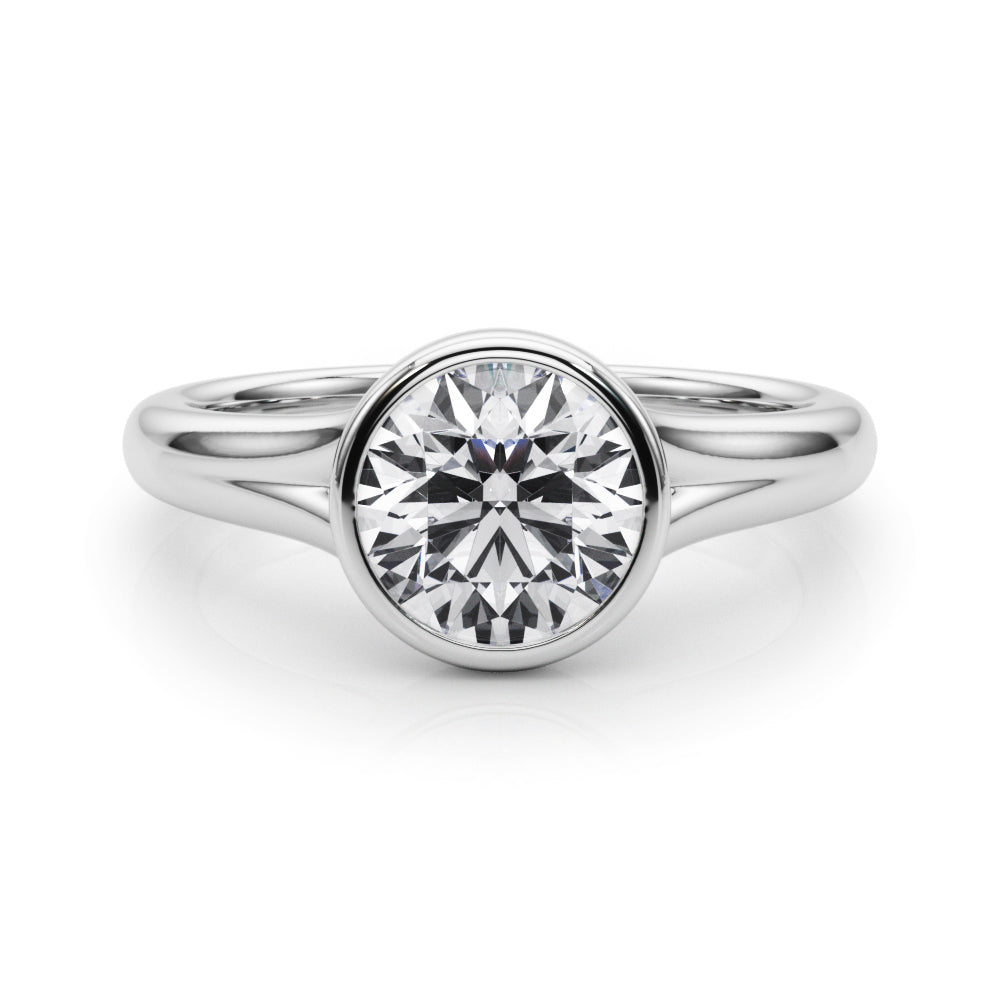 Lab Grown Diamond D-VVS Round Cut Bezel Set Solitaire Wedding Ring Birthday Gift for Her