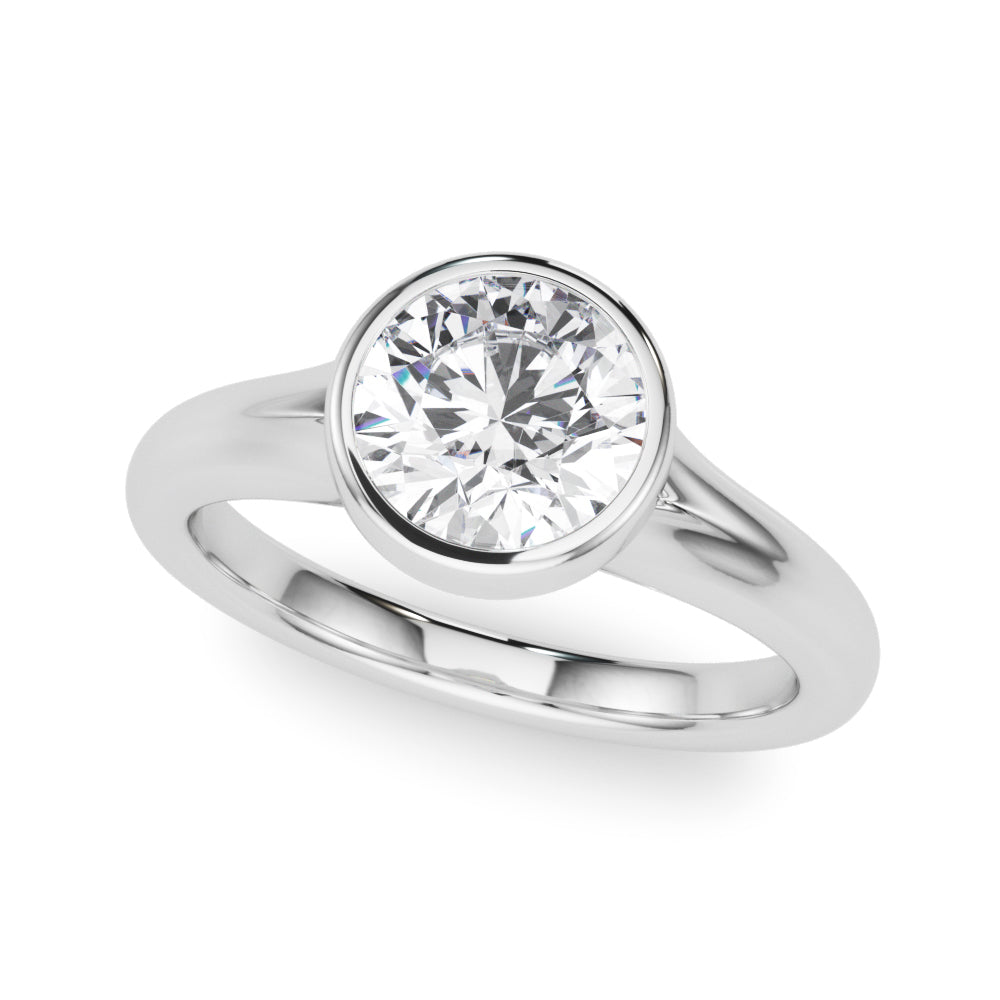 Lab Grown Diamond D-VVS Round Cut Bezel Set Solitaire Wedding Ring Birthday Gift for Her