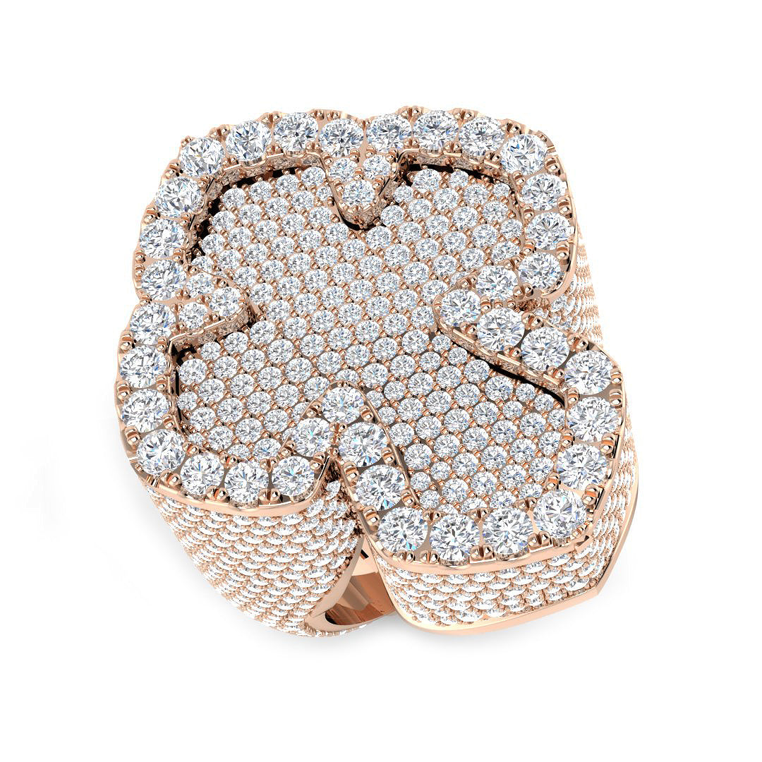 7.05 Carat Round Diamond Cluster Pavé Setting Cross-Shaped Ring