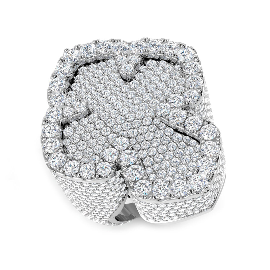 7.05 Carat Round Diamond Cluster Pavé Setting Cross-Shaped Ring