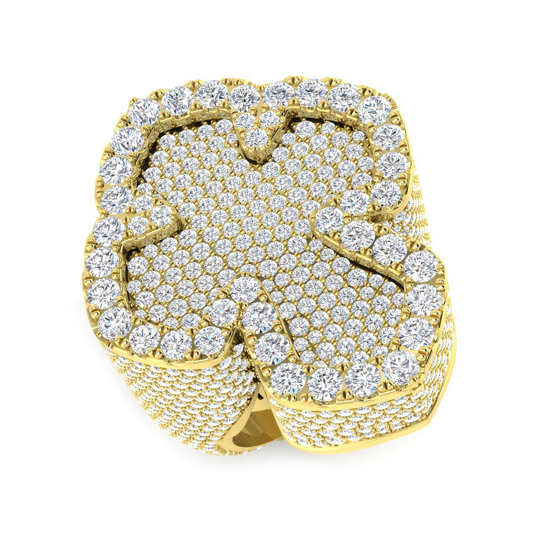 7.05 Carat Round Diamond Cluster Pavé Setting Cross-Shaped Ring