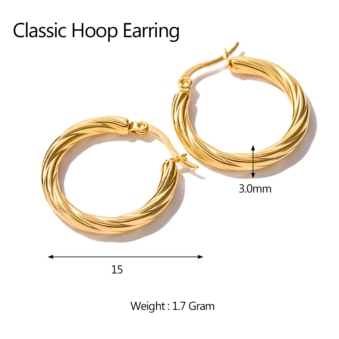 Classic SilverTwisted Gold Plated Hoop Earrings Lightweight & Skin Safe