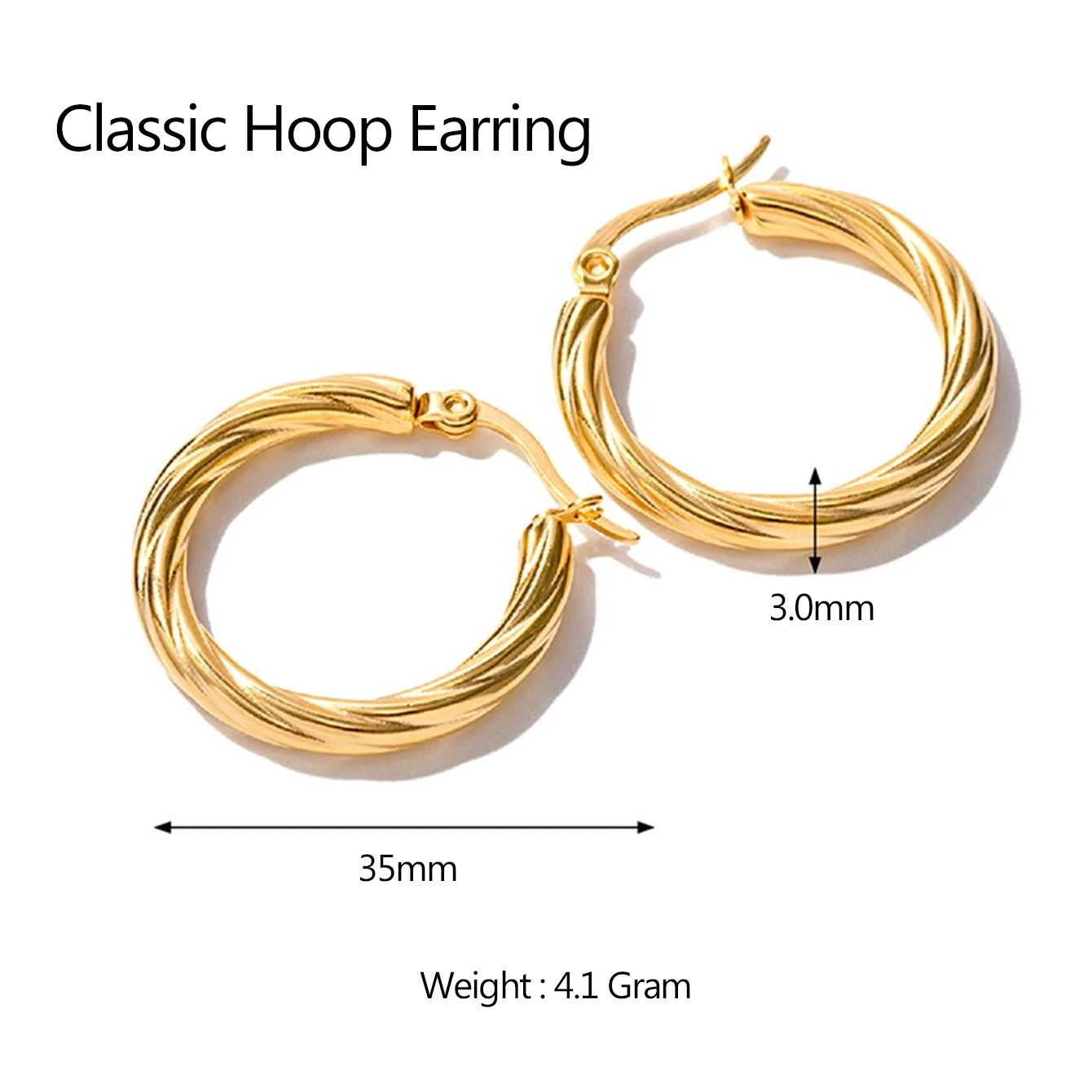 Classic SilverTwisted Gold Plated Hoop Earrings Lightweight & Skin Safe