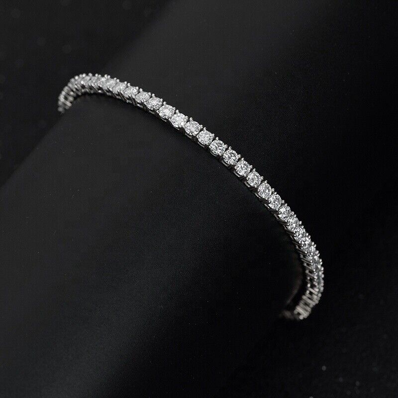 2.25 Carat Natural Round Cut F/SI Diamonds Tennis Bracelet In Gold