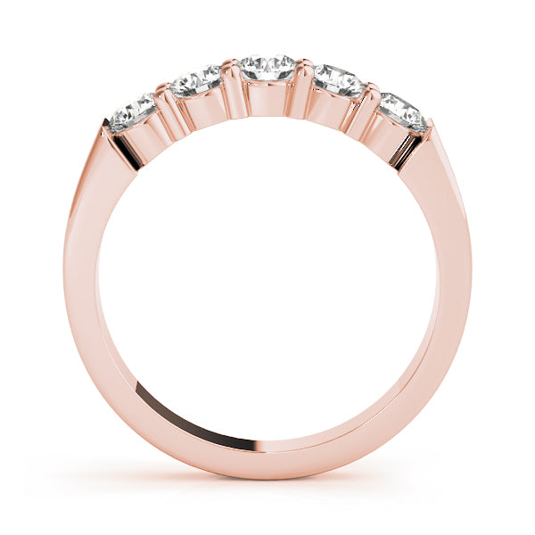 Round Lab-Grown Diamond Prong Set Straight 5-Stone Diamond Ring, DE Color VVS Clarity
