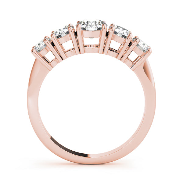 1.33ct Lab-Grown Round Diamond 5-Stone Cathedral Style Shared Prong Setting Diamond Ring, DE Color VVS Clarity