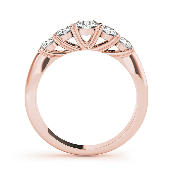 0.25Ct - 2.00Ct Round Lab-Grown Diamond Shared Prong Trellis Setting 5-Stone Diamond Ring, DE Color VVS Clarity