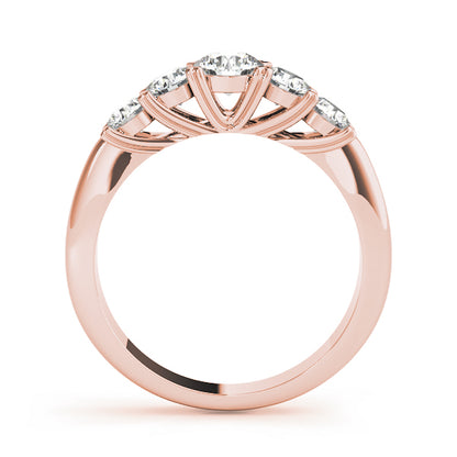 0.25Ct - 2.00Ct Round Lab-Grown Diamond Shared Prong Trellis Setting 5-Stone Diamond Ring, DE Color VVS Clarity
