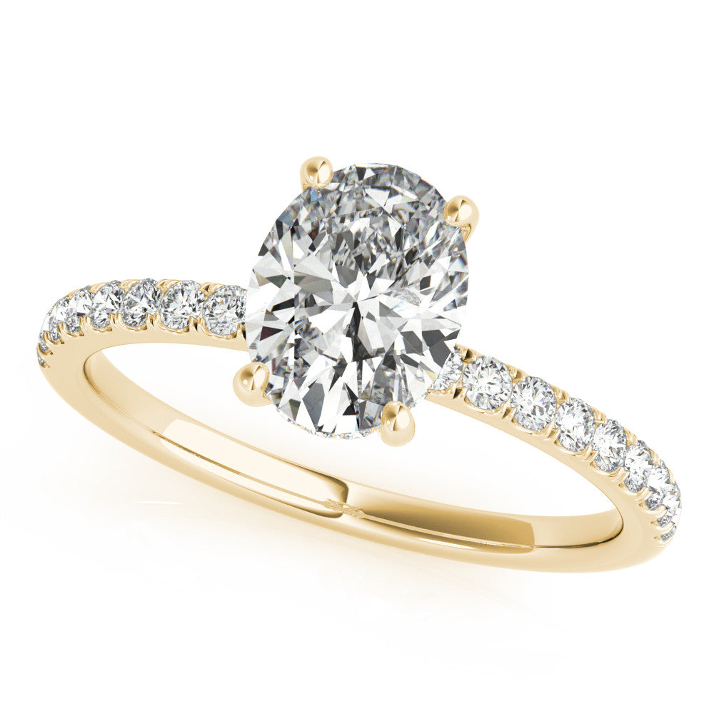 1.0 Carat Hidden Halo Oval Lab Grown Diamond Engagement Ring