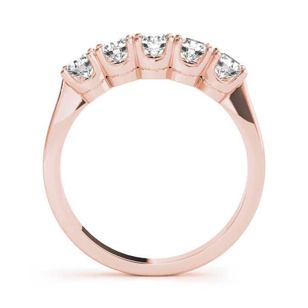 0.25Ct - 1.00Ct Lab-Grown Round Diamond U-cut Scalloped Shared Prong Setting 5-Stone Diamond Ring, DE Color VVS Clarity