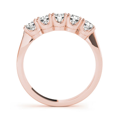 0.25Ct - 1.00Ct Lab-Grown Round Diamond U-cut Scalloped Shared Prong Setting 5-Stone Diamond Ring, DE Color VVS Clarity