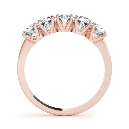 1.00ct Lab-Grown Round Diamond 5-Stone Traditional Trellis Setting Diamond Ring, DE Color VVS Clarity