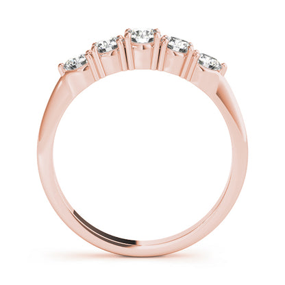 0.50ct Lab-Grown Round Diamond 5-Stone Low Basket Petite Shared Prong Setting Diamond Ring, DE Color VVS Clarity