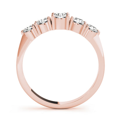 0.75ct Lab-Grown Round Diamond 5-Stone Deep U-basket Graduated Shared Prong Setting Diamond Ring, DE Color VVS Clarity