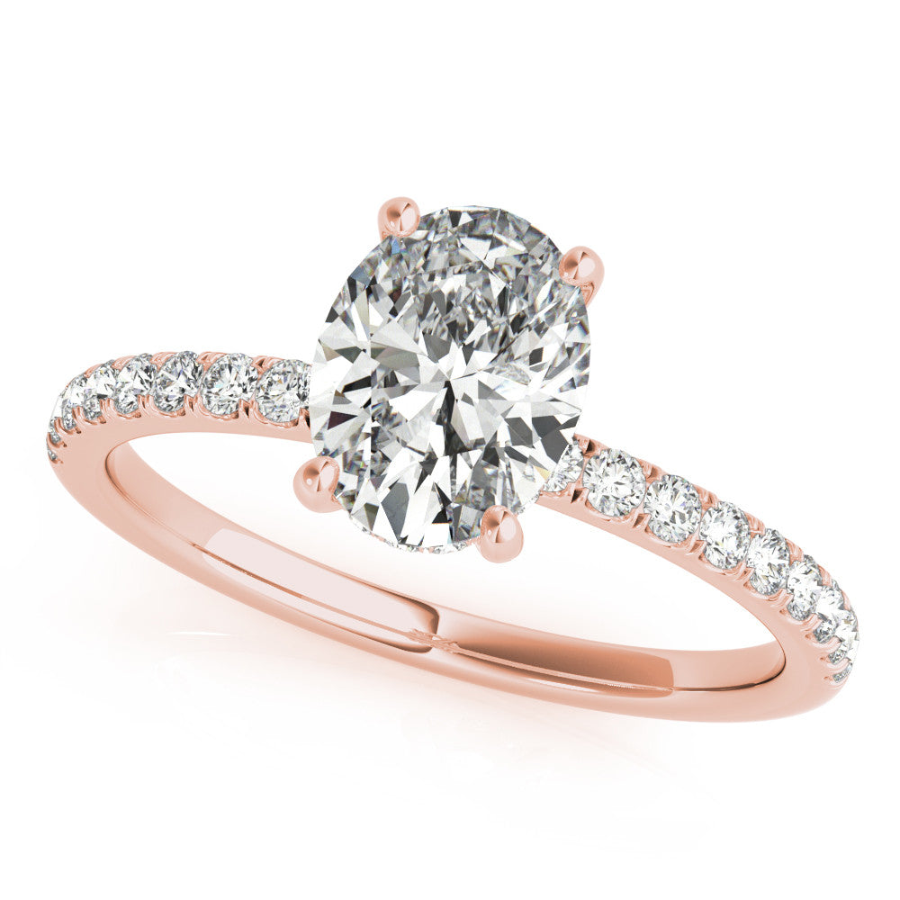 1.0 Carat Hidden Halo Oval Lab Grown Diamond Engagement Ring