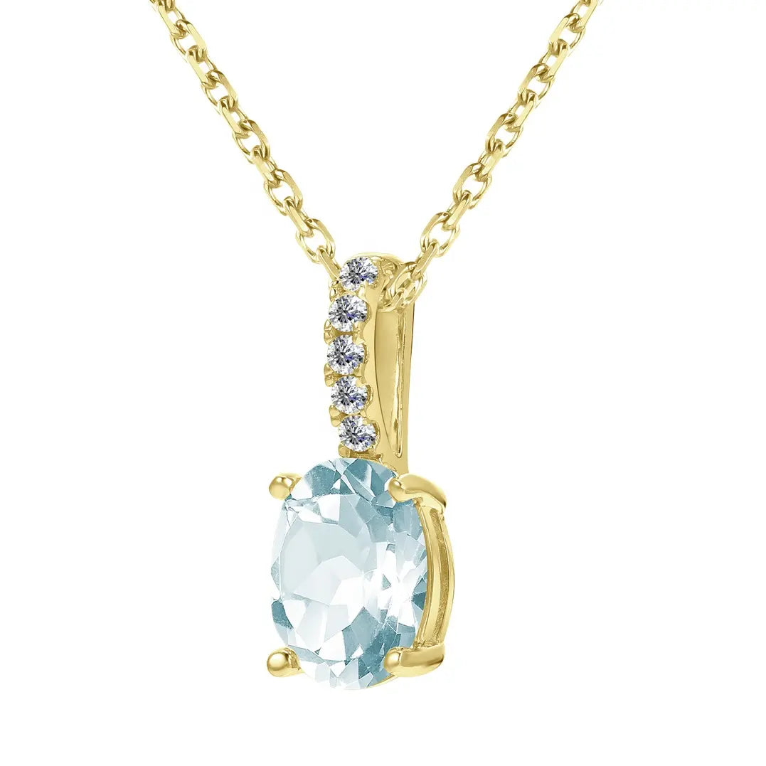 0.44 Carat Oval Shape Aquamarine Stone Drop Necklace
