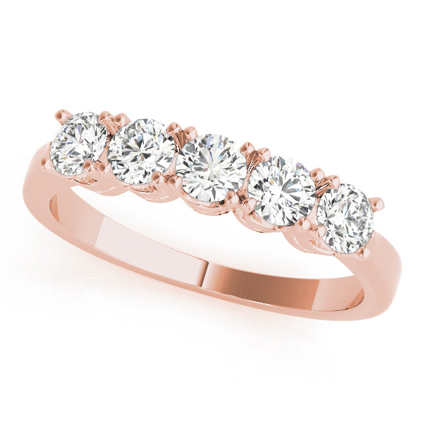 0.25Ct - 1.00Ct Lab-Grown Round Diamond U-cut Scalloped Shared Prong Setting 5-Stone Diamond Ring, DE Color VVS Clarity