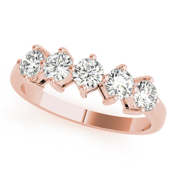 0.75ct Lab-Grown Round Diamond 5-Stone Modern Shared Prong Setting Diamond Ring, DE Color VVS Clarity