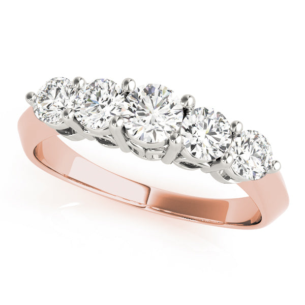 0.25Ct - 1.50Ct Round Lab-Grown Diamond Basket Style Shared Prong Setting 5-Stone Diamond Ring, DE Color VVS Clarity