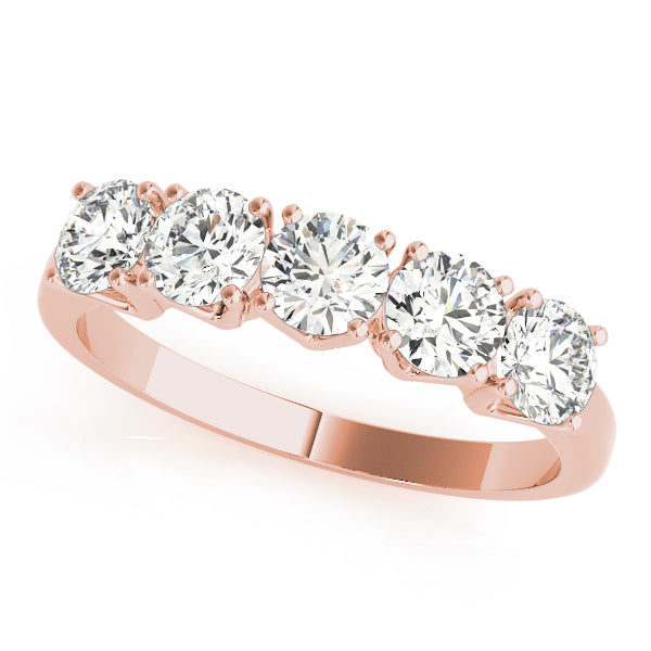 1.00ct Lab-Grown Round Diamond 5-Stone Traditional Trellis Setting Diamond Ring, DE Color VVS Clarity
