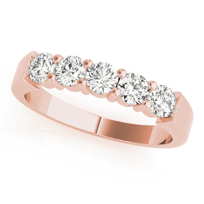 Round Lab-Grown Diamond Prong Set Straight 5-Stone Diamond Ring, DE Color VVS Clarity