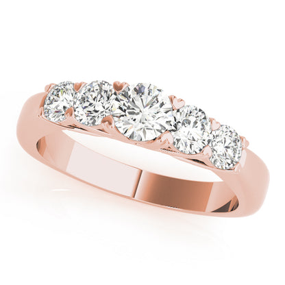 0.25Ct - 2.00Ct Round Lab-Grown Diamond Shared Prong Trellis Setting 5-Stone Diamond Ring, DE Color VVS Clarity