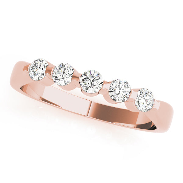 0.50ct Lab-Grown Round Diamond 5-Stone Bar Setting Diamond Ring, DE Color VVS Clarity