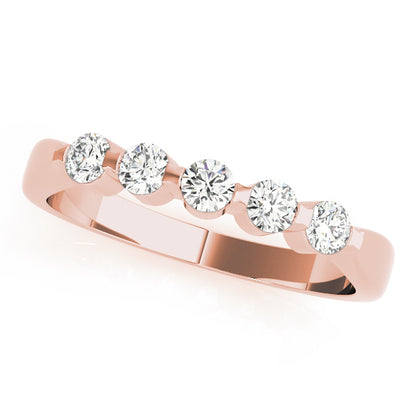 0.50ct Lab-Grown Round Diamond 5-Stone Bar Setting Diamond Ring, DE Color VVS Clarity