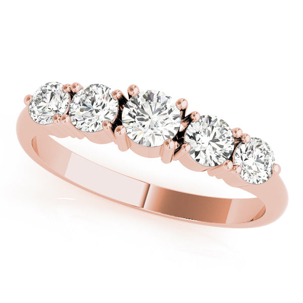 0.75ct Lab-Grown Round Diamond 5-Stone Deep U-basket Graduated Shared Prong Setting Diamond Ring, DE Color VVS Clarity