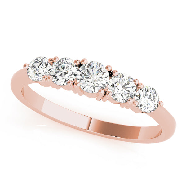 0.50ct Lab-Grown Round Diamond 5-Stone Low Basket Petite Shared Prong Setting Diamond Ring, DE Color VVS Clarity