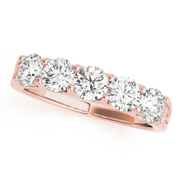 1.25Ct - 1.50Ct Lab-Grown Round Diamond Scalloped Open Gallery Shared Prong Setting 5-Stone Diamond Ring, DE Color VVS Clarity