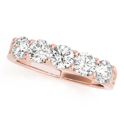 1.25Ct - 1.50Ct Lab-Grown Round Diamond Scalloped Open Gallery Shared Prong Setting 5-Stone Diamond Ring, DE Color VVS Clarity