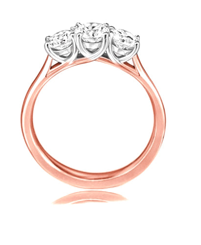 Natural Round Shape Diamond 3 Stone Engagement Ring