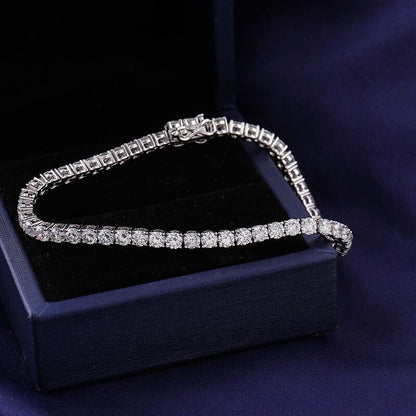 2.25 Carat Natural Round Cut F/SI Diamonds Tennis Bracelet In Gold