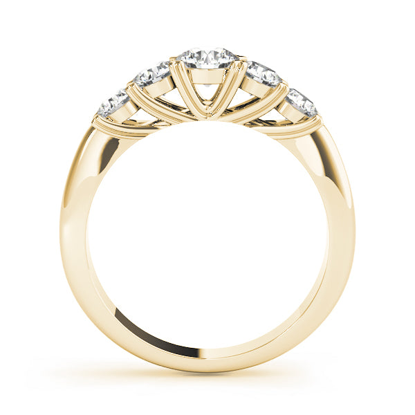 0.25Ct - 2.00Ct Round Lab-Grown Diamond Shared Prong Trellis Setting 5-Stone Diamond Ring, DE Color VVS Clarity