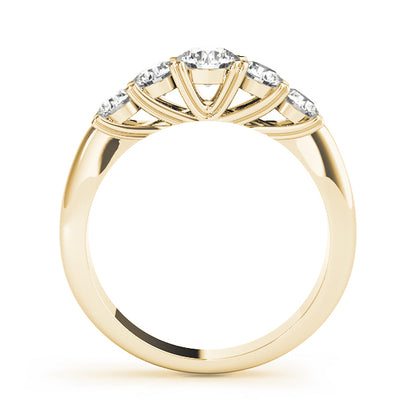 0.25Ct - 2.00Ct Round Lab-Grown Diamond Shared Prong Trellis Setting 5-Stone Diamond Ring, DE Color VVS Clarity