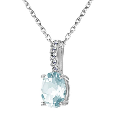 0.44 Carat Oval Shape Aquamarine Stone Drop Necklace