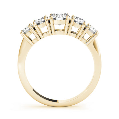 1.33ct Lab-Grown Round Diamond 5-Stone Cathedral Style Shared Prong Setting Diamond Ring, DE Color VVS Clarity
