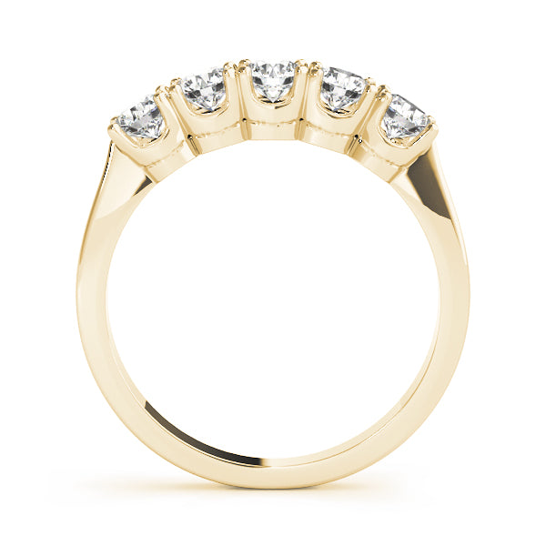 0.25Ct - 1.00Ct Lab-Grown Round Diamond U-cut Scalloped Shared Prong Setting 5-Stone Diamond Ring, DE Color VVS Clarity